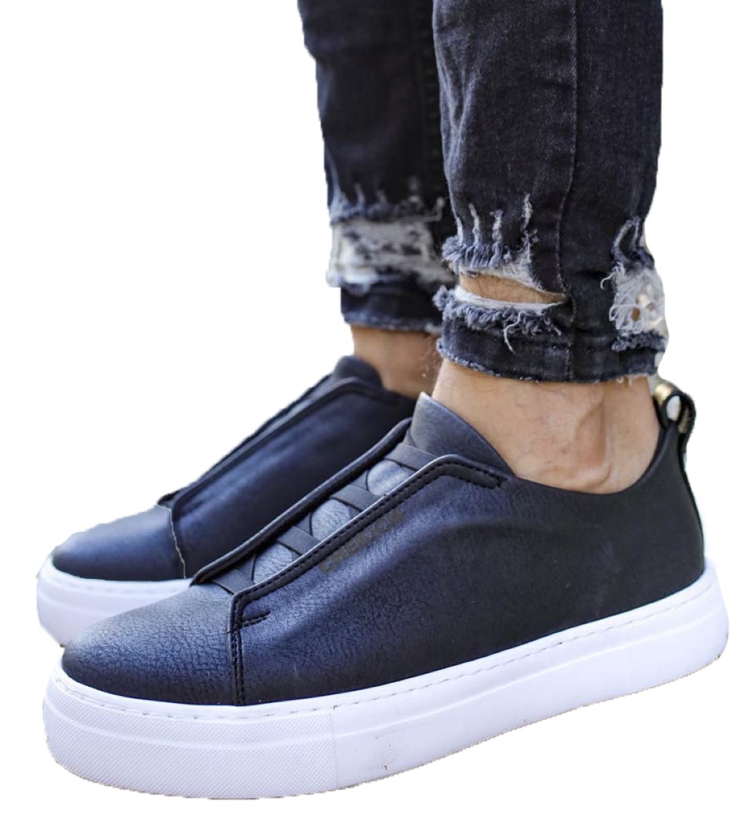 Ανδρικά ασπρόμαυρα Casual Sneakers δερματίνη CH013 φωτογραφία